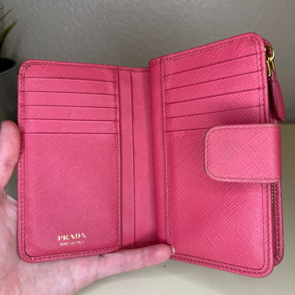 PRADA - Saffiano Leather Bifold Wallet - Pink - 62A - Picture 11 of 16